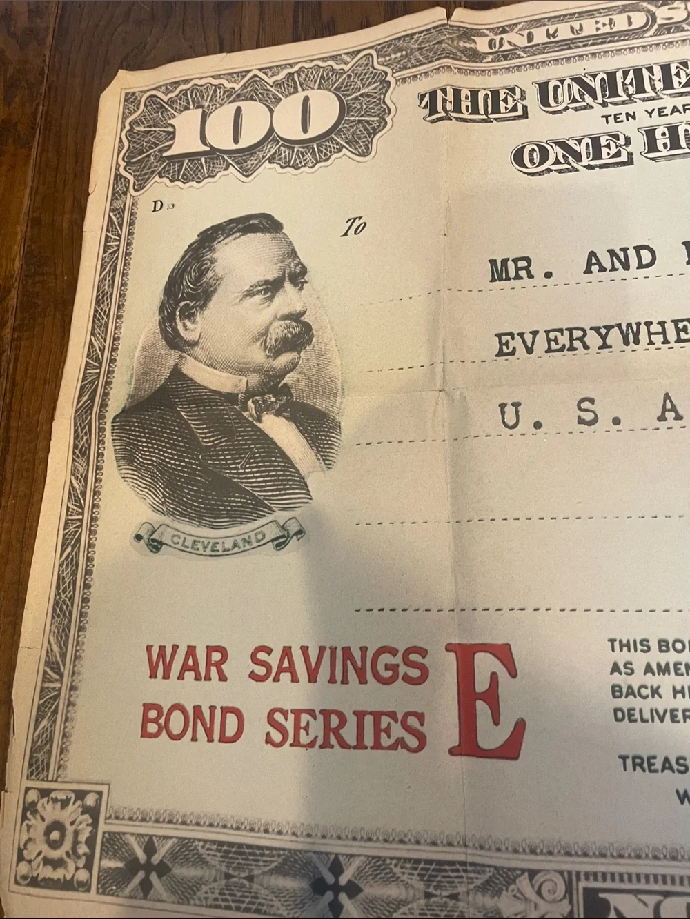 Vintage Style War Savings Bond Wall Art Print - Cream and Red